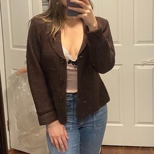 100% wool dark brown vintage blazer